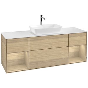 Villeroy und Boch Finion Waschtischunterschrank F861PCPC 160cm, Abdeckplatte white matt, Regale Oak Veneer, Oak Veneer