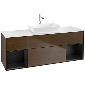 Villeroy and Boch Finion Villeroy and Boch Finion F861PDGN 160cm, cover plate matt white, shelves matt black lacquer, walnut veneer