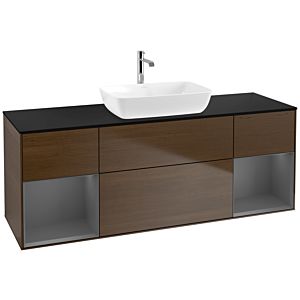 Villeroy and Boch Finion Villeroy and Boch Finion F862GKGN 160cm, cover plate black matt, shelves anthracite matt lacquer, walnut veneer