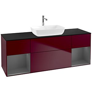 Villeroy et Boch Finion Villeroy et Boch F862GKHB 160cm, plaque de recouvrement noir mat, étagères laqué anthracite mat, Peony Matt