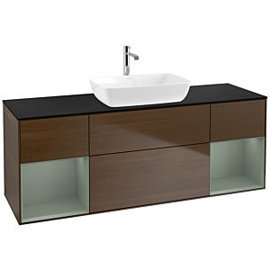 Villeroy and Boch Finion Villeroy and Boch Finion F862GMGN 160cm, cover plate black matt, shelves olive matt lacquer, walnut veneer