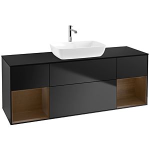 Villeroy and Boch Finion Villeroy and Boch Finion F862GNPD 160cm, cover plate black matt, shelves Walnut Veneer , black matt lacquer