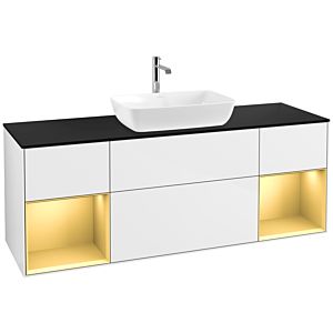 Villeroy et Boch Finion Villeroy et Boch F862HFGF 160cm, couvercle noir mat, étagères laqué or mat, laqué blanc brillant