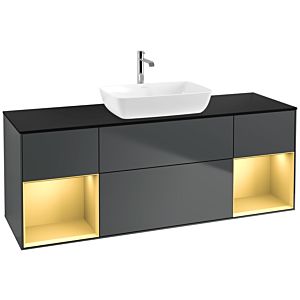 Villeroy and Boch Finion Villeroy and Boch Finion F862HFHG 160cm, cover plate black matt, shelves gold matt lacquer, Midnight Blue Matt Lacquer