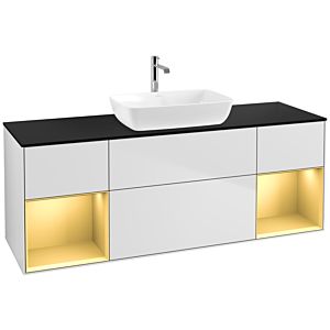 Villeroy et Boch Finion Villeroy et Boch F862HFMT 160cm, plaque de finition noir mat, étagères laqué mat doré, laqué mat blanc