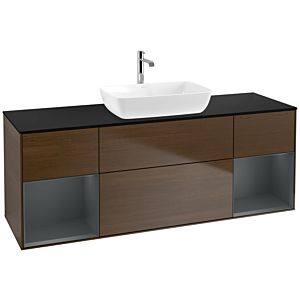 Villeroy and Boch Finion Villeroy and Boch Finion F862HGGN 160cm, cover plate black matt, shelves Midnight matt lacquer, Walnut veneer