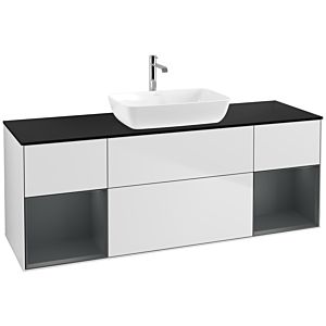 Villeroy et Boch Finion Villeroy et Boch F862HGMT 160cm, plaque de finition noir mat, étagères laqué mat minuit, laqué mat blanc