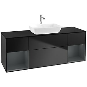 Villeroy et Boch Finion Villeroy et Boch F862HGPD 160cm, plaque de finition noir mat, étagères laqué mat minuit, laqué noir mat