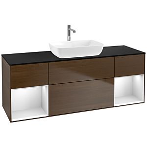 Villeroy and Boch Finion Villeroy and Boch Finion F862MTGN 160cm, black matt cover plate, white matt lacquer shelves, walnut veneer