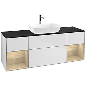 Villeroy et Boch Finion Villeroy et Boch F862PCMT 160cm, plaque de finition noir mat, étagères Oak Veneer , laqué blanc mat