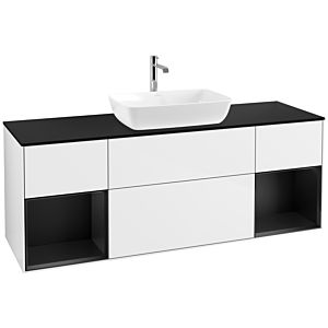 Villeroy et Boch Finion Villeroy et Boch F862PDGF 160cm, plaque de finition noir mat, étagères laqué noir mat, laqué blanc brillant