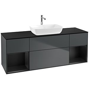 Villeroy und Boch Finion Waschtischunterschrank F862PDHG 160cm, Abdeckplatte black matt, Regale Black matt lacquer, Midnight Blue Matt Lacquer