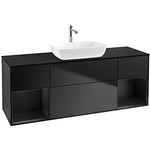 Villeroy und Boch Finion Waschtischunterschrank F862PDPD 160cm, Abdeckplatte black matt, Regale Black matt lacquer, Black matt lacquer