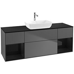 Villeroy and Boch Finion Villeroy and Boch Finion F862PHGK 160cm, cover plate black matt, shelves Glossy black lacquer, anthracite matt