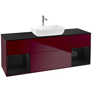 Villeroy and Boch Finion Villeroy and Boch Finion F862PHHB 160cm, black matt cover plate, glossy black lacquer shelves, Peony Matt