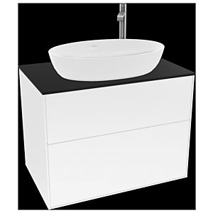 Villeroy und Boch Finion Waschtischunterschrank F87200GF 80x60,3cm, Abdeckplatte black matt, Glossy white lacquer