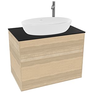 Villeroy und Boch Finion Waschtischunterschrank F87200PC 80x60,3cm, Abdeckplatte black matt, Oak Veneer