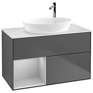 Villeroy and Boch Finion Villeroy and Boch Finion F891GJGK 100cm, cover plate white matt, shelves light gray matt lacquer, anthracite matt