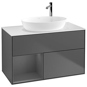 Villeroy and Boch Finion Villeroy and Boch Finion F891GKGK 100cm, cover plate white matt, shelves anthracite matt lacquer, anthracite matt