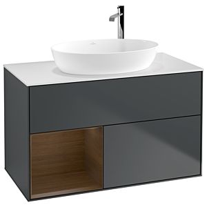 Villeroy and Boch Finion Villeroy and Boch Finion F891GNHG 100cm, cover plate white matt, shelves Walnut Veneer , midnight Blue Matt Lacquer