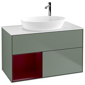 Villeroy and Boch Finion Villeroy and Boch Finion F891HBGM 100cm, cover plate white matt, shelves Peony matt lacquer, Olive Matt Lacquer