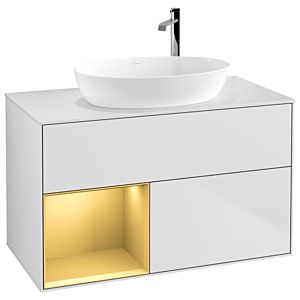 Villeroy and Boch Finion Villeroy and Boch Finion F891HFMT 100cm, cover plate white matt, shelves gold matt lacquer, white matt lacquer