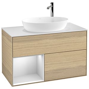 Villeroy and Boch Finion Villeroy and Boch Finion F891MTPC 100cm, cover plate white matt, shelves white matt lacquer, Oak Veneer