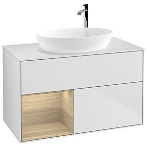 Villeroy and Boch Finion Villeroy and Boch Finion F891PCMT 100cm, cover plate white matt, shelves Oak Veneer , white matt lacquer