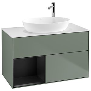 Villeroy and Boch Finion Villeroy and Boch Finion F891PDGM 100cm, cover plate white matt, shelves black matt lacquer, Olive Matt Lacquer