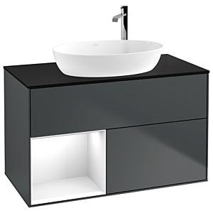 Villeroy and Boch Finion Villeroy and Boch Finion F892GFHG 100cm, cover plate black matt, shelves Glossy white lacquer, Midnight Blue Matt Lacquer