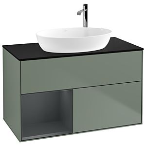 Villeroy and Boch Finion Villeroy and Boch Finion F892HGGM 100cm, cover plate black matt, shelves midnight matt lacquer, Olive Matt Lacquer