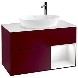 Villeroy and Boch Finion Villeroy and Boch Finion F901GFHB 100cm, cover plate white matt, shelves Glossy white lacquer, Peony Matt