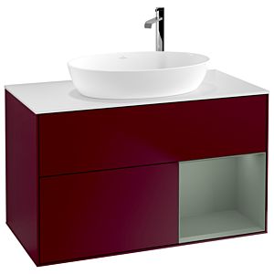 Villeroy and Boch Finion Villeroy and Boch Finion F901GMHB 100cm, cover plate white matt, shelves olive matt lacquer, Peony Matt