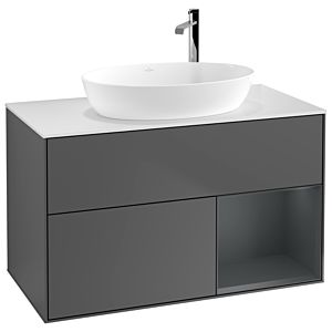 Villeroy and Boch Finion Villeroy and Boch Finion F901HGGK 100cm, cover plate white matt, shelves midnight matt lacquer, anthracite matt