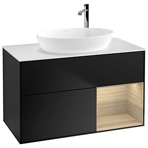 Villeroy and Boch Finion Villeroy and Boch Finion F901PCPD 100cm, cover plate white matt, shelves Oak Veneer , black matt lacquer