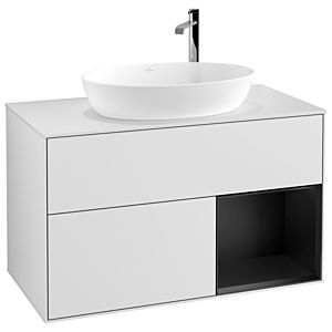 Villeroy and Boch Finion Villeroy and Boch Finion F901PDMT 100cm, cover plate white matt, shelves black matt lacquer, white matt lacquer