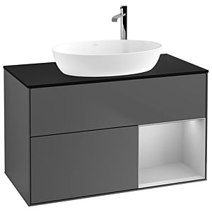 Villeroy and Boch Finion Villeroy and Boch Finion F902GJGK 100cm, cover plate black matt, shelves light gray matt lacquer, anthracite matt