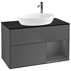Villeroy and Boch Finion Villeroy and Boch Finion F902GKGK 100cm, cover plate black matt, shelves anthracite matt lacquer, anthracite matt