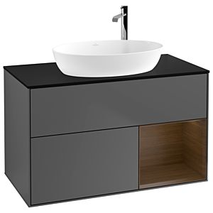 Villeroy and Boch Finion Villeroy and Boch Finion F902GNGK 100cm, cover plate black matt, shelves Walnut Veneer , anthracite matt
