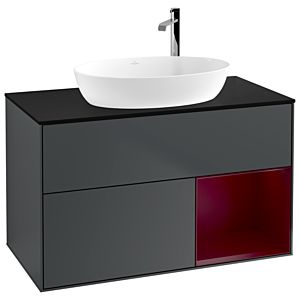 Villeroy and Boch Finion Villeroy and Boch Finion F902HBHG 100cm, cover plate black matt, shelves Peony matt lacquer, midnight Blue Matt Lacquer