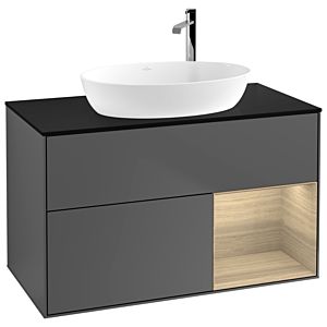 Villeroy and Boch Finion Villeroy and Boch Finion F902PCGK 100cm, cover plate black matt, shelves Oak Veneer , anthracite matt