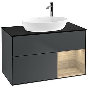Villeroy and Boch Finion Villeroy and Boch Finion F902PCHG 100cm, cover plate black matt, shelves Oak Veneer , midnight Blue Matt Lacquer