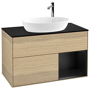 Villeroy and Boch Finion Villeroy and Boch Finion F902PDPC 100cm, cover plate black matt, shelves black matt lacquer, Oak Veneer