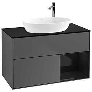 Villeroy and Boch Finion Villeroy and Boch Finion F902PHGK 100cm, cover plate black matt, shelves glossy black lacquer, anthracite matt