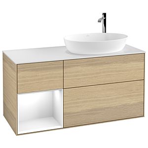 Villeroy and Boch Finion Villeroy and Boch Finion F921GFPC 120cm, cover plate white matt, shelves Glossy white lacquer, Oak Veneer