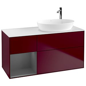 Villeroy und Boch Finion Waschtischunterschrank F921GKHB 120cm, Abdeckplatte white matt, Regale Anthracite matt lacquer, Peony Matt