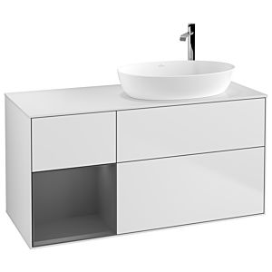 Villeroy und Boch Finion Waschtischunterschrank F921GKMT 120cm, Abdeckplatte white matt, Regale Anthracite matt lacquer, White matt lacquer
