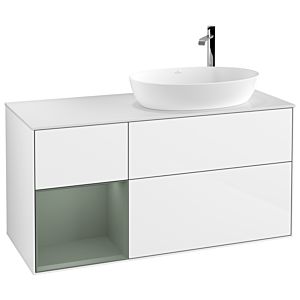Villeroy and Boch Finion Villeroy and Boch Finion F921GMGF 120cm, cover plate white matt, shelves olive matt lacquer, glossy white lacquer