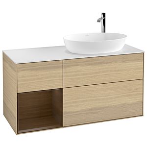 Villeroy et Boch Finion Villeroy et Boch F921GNPC 120cm, plaque de recouvrement blanc mat, étagères Walnut Veneer , Oak Veneer