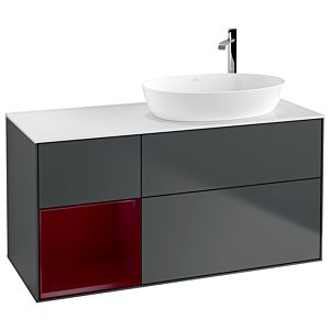 Villeroy et Boch Finion Villeroy et Boch F921HBHG 120cm, plaque de recouvrement blanc mat, étagères Peony laqué mat, Midnight Blue Matt Lacquer